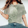 Vintage Japanese Art Floral Round Neck Casual T-Shirt elevenforest