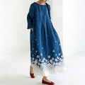 Japanese Art Retro Plant Flower Printed Dress elevenforest