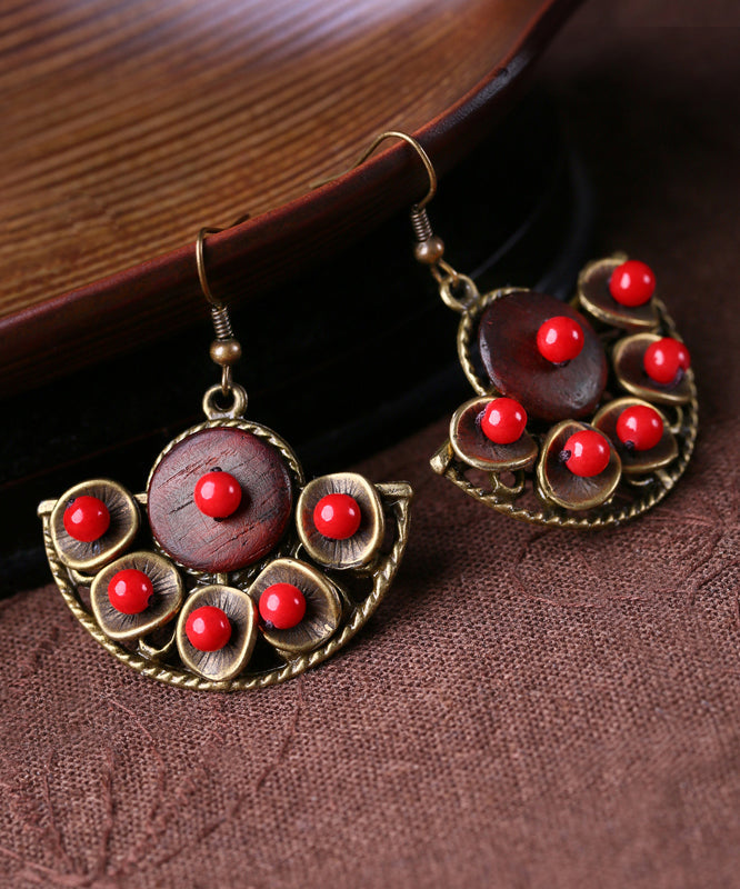 Retro Red Metal Drop Earrings