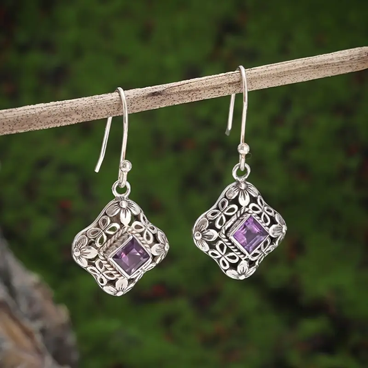 Purple Glass Earrings