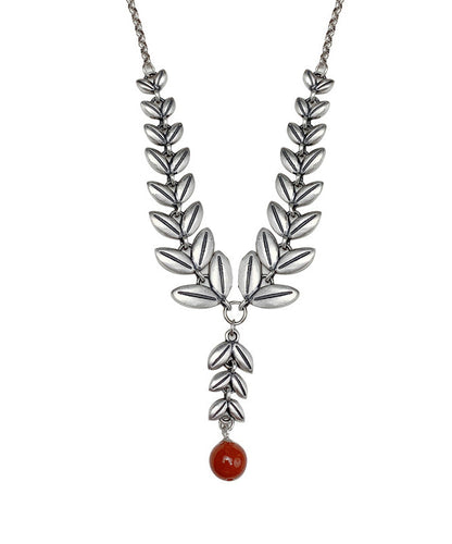 Ear of Wheat Patchwork Silver Pendant Necklace