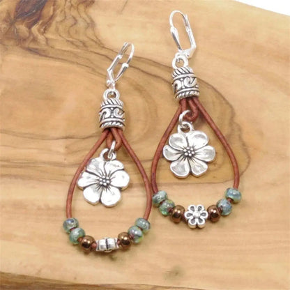 Leather Earrings With Flowers