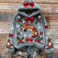 Vintage Christmas Winter Cute Fox Art Women's Cozy Plush Sweater Hoodie artswardrobe
