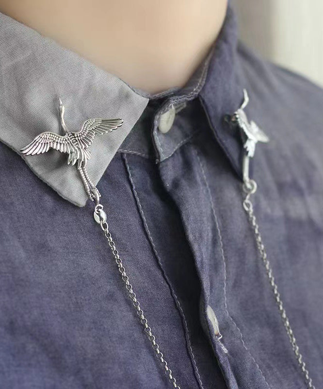 Boutique Silk Sterling Silver Crane Brooches