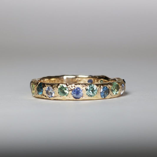 Golden Forged Colorful Inlaid Zirconia Ring