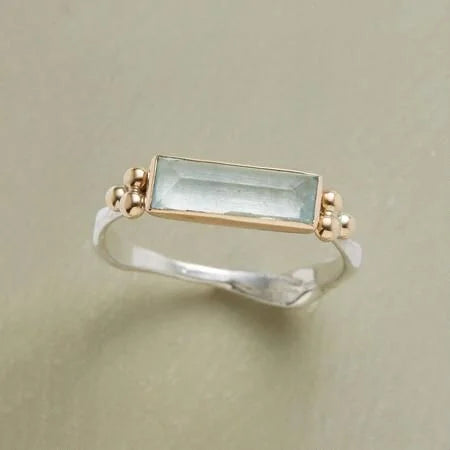 White Rectangular Glass Ring