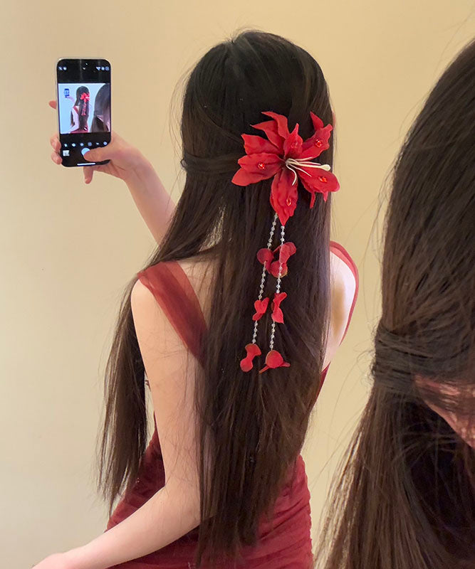 Unique Red Seed Pearl Tassel Hairpin