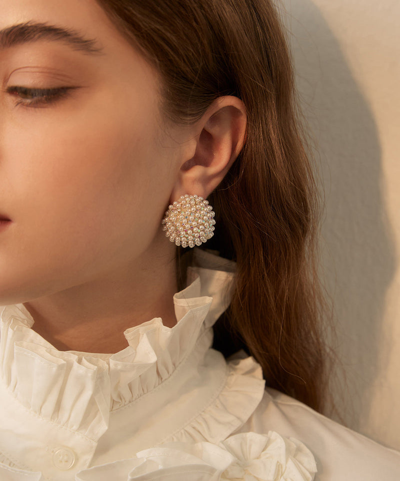 Brilliant Pearl Zircon Alloy Stud Earrings