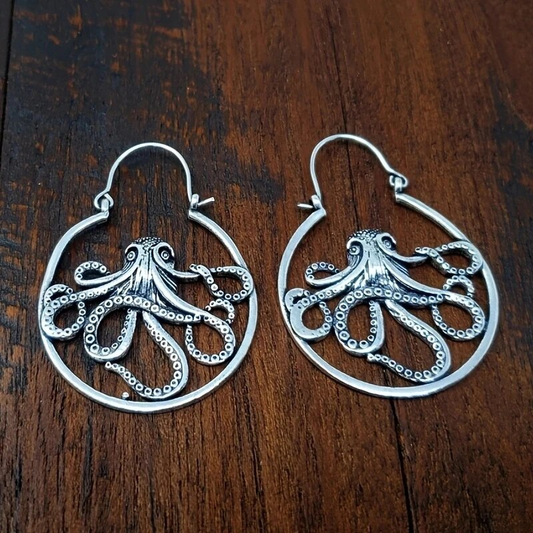Octopus Silver Earrings