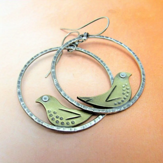 Hollow Green Bird Earrings