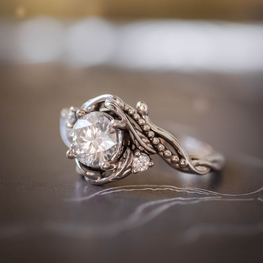 Zirconia Silver Branch Ring