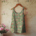 Comstylish Women's Vintage Floral Print Linen Blend Tank Top