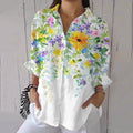 Vintage Floral Art Button Casual Shirt elevenforest