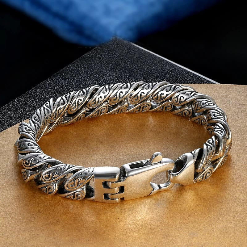 Buddha Stones Tang Dynasty Flower Design Carved Luck Bracelet