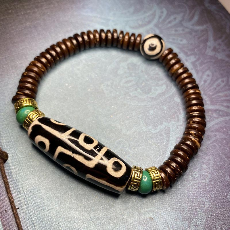 Buddha Stones Tibetan Nine-eye Dzi Bead Wealth Bracelet
