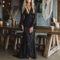 Comstylish Women's Bohemian Lace V-neck Maxi Dress