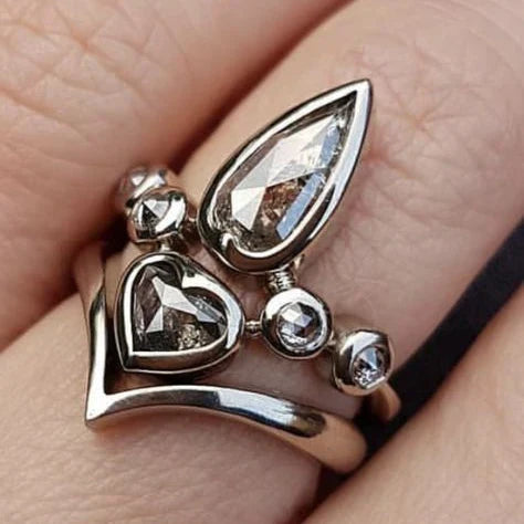 Oval Crystal Silver Ring