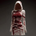 Comstylish Classy Skeleton Bloody Roses Bandages Hooded Sweater Dress