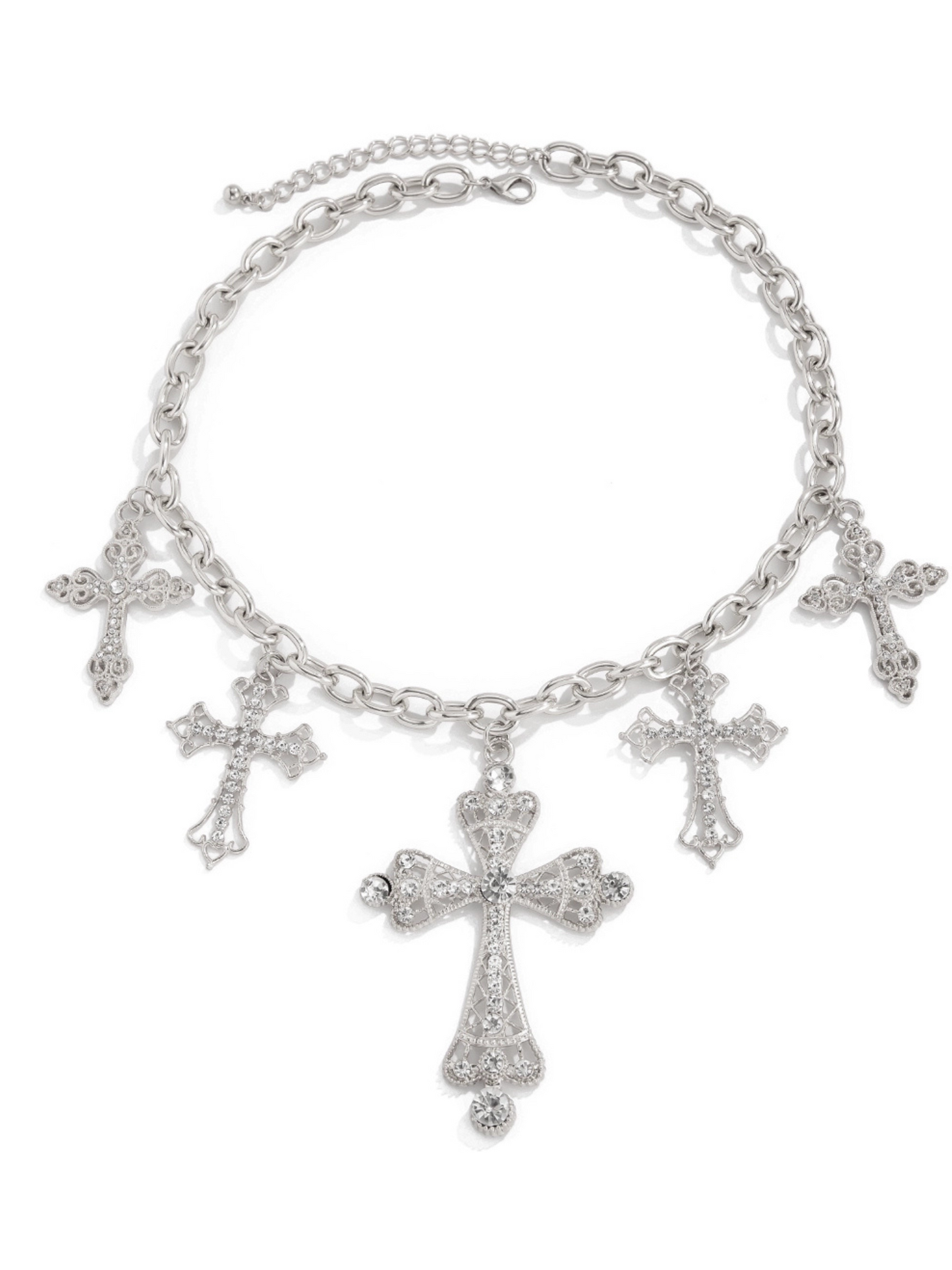 Jaliya Rhinestone Cross Necklace