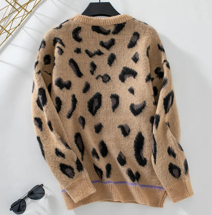 Lily® | Jacquard leopard print wool sweater