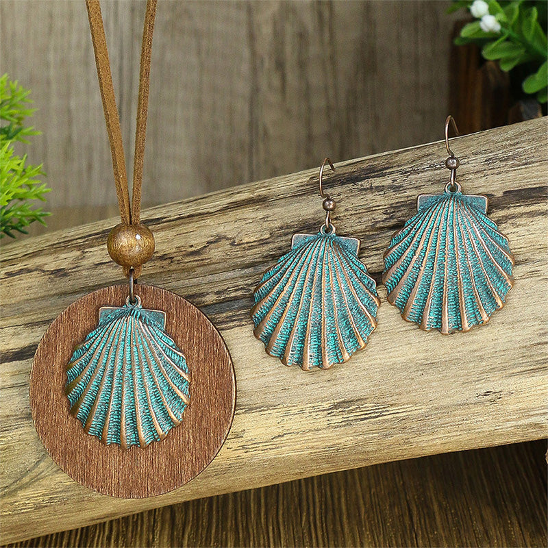 Alloy Wood Pendant Pendant Geometric Earring Set