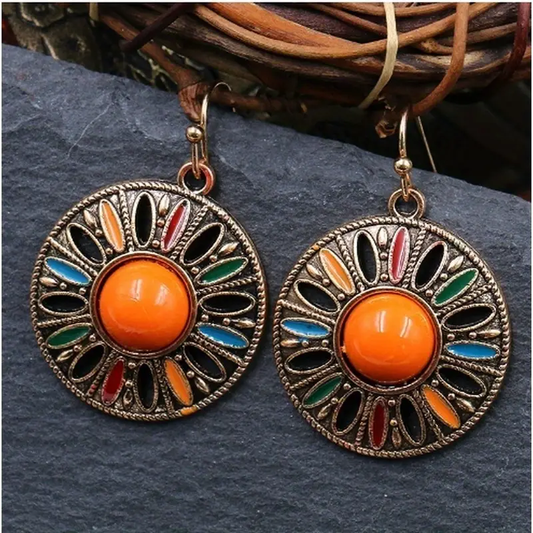 Colorful Rounded Mandala Earrings