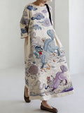 Comstylish Japanese Art Retro Leisure Linen Dress