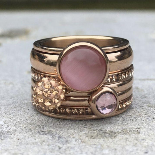 Pink Moonstone Rose Ring