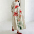 Comstylish Women's Japanese-style Casual Dress With Spider Lily Pattern