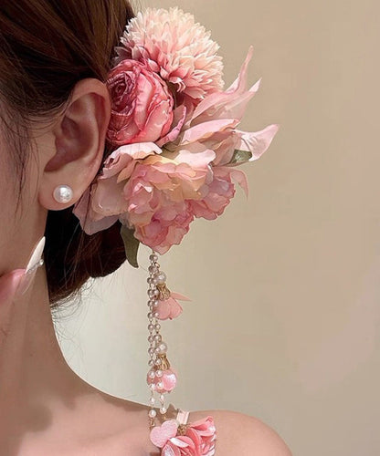 Pink Peony Tassel Hairpin