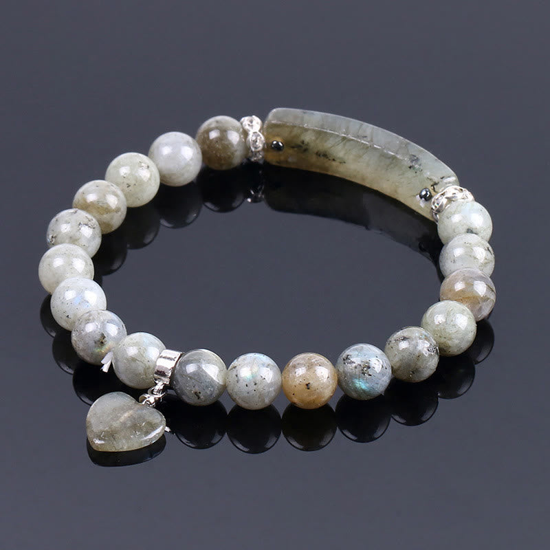 8mm Amethyst Healing Beads Love Heart Bracelet for Meditation