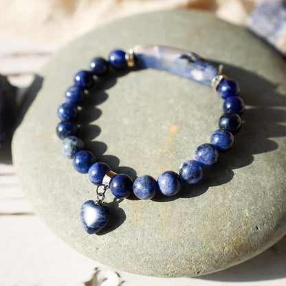 8mm Clear Quartz Love Heart Healing Bracelet for Balance