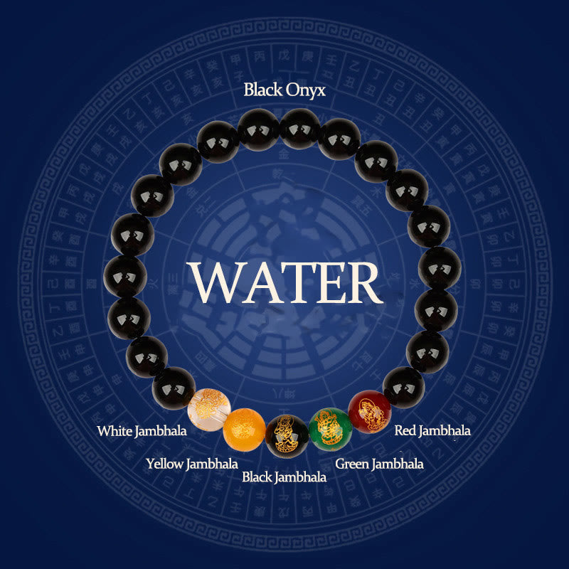 8mm Five Elements Agate Luck Bracelet for Spiritual Balance