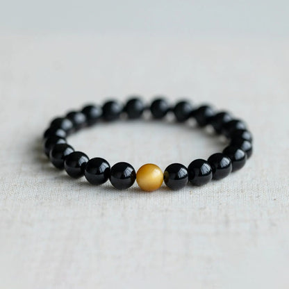 8mm Rainbow Obsidian and Tiger Eye Positive Love Bracelet