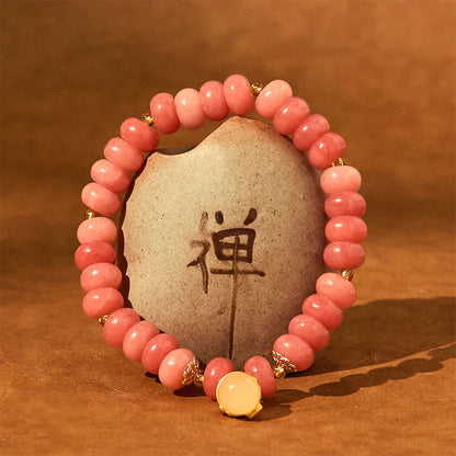 8mm Strawberry Quartz Lucky Cat Beads Healing Bracelet