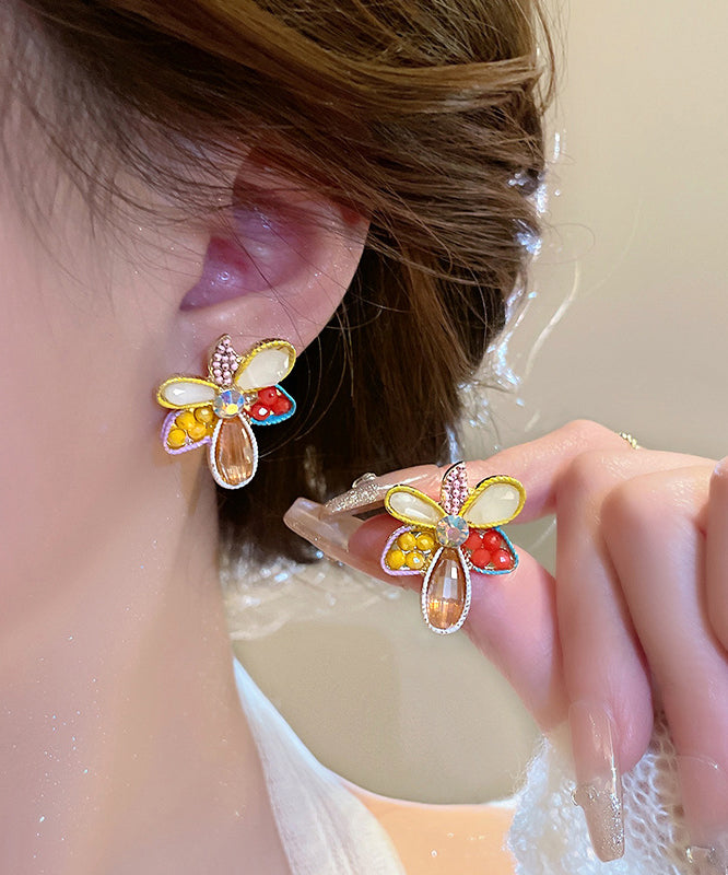 Modern Rainbow Alloy Acrylic Crystal Stud Earrings