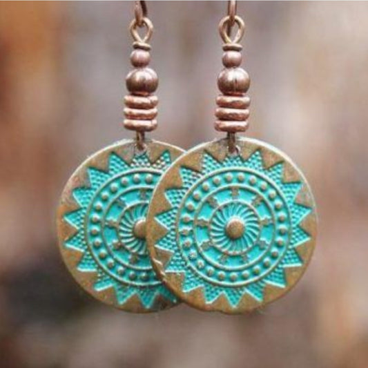 Rounded Mandala Blue Earrings