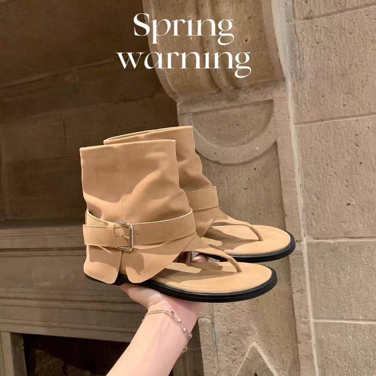 Version Height Increasing Insole Retro Belt Boots
