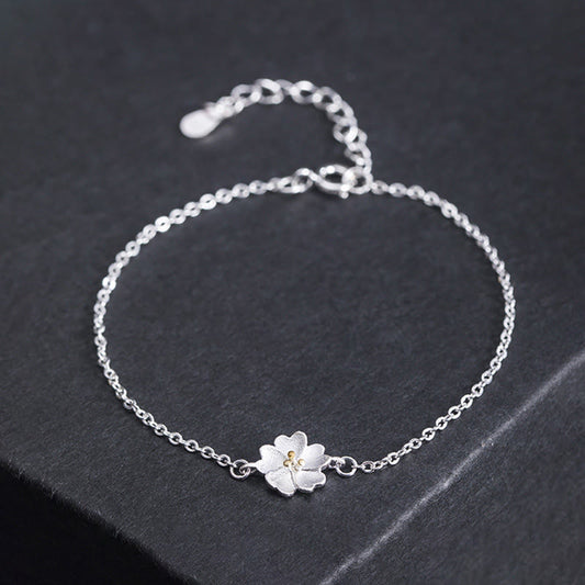 925 Sterling Silver Cherry Blossom Blessing Spiritual Bracelet