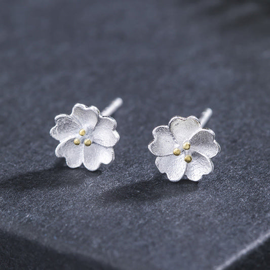 925 Sterling Silver Cherry Blossoms Calm Stud Spiritual Earrings