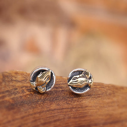 925 Sterling Silver Namaste Spiritual Stud Earrings for Equality & Protection