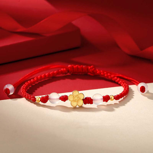 925 Sterling Silver Red Rope Chalcedony Luck Bracelet