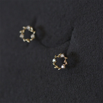 925 Sterling Silver Spiritual Earrings Tiny Wreath Blessing Flower