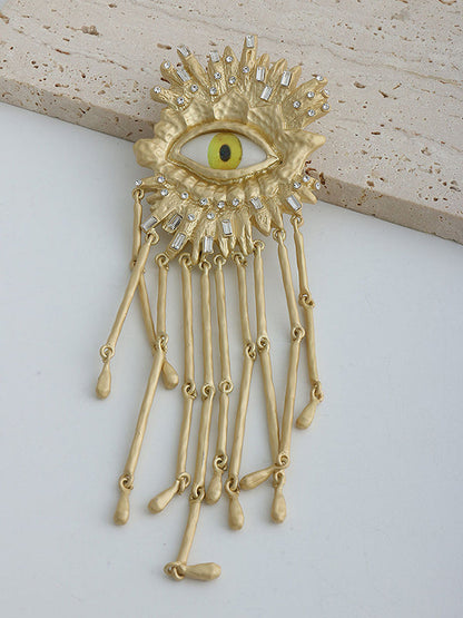 Eye Shape Geometric Tasseled Brooch Accessories