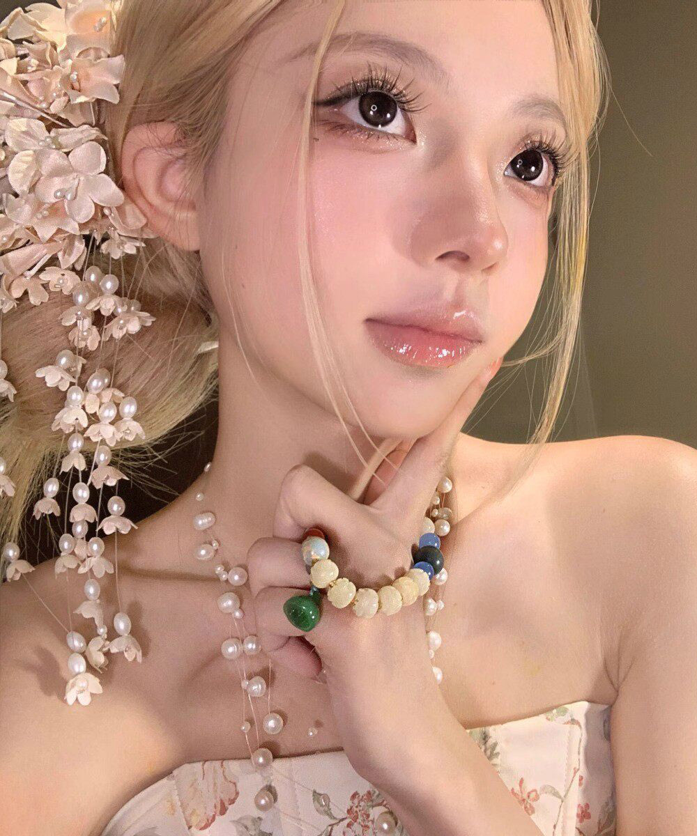 Champagne Alloy Pearl Lily of the Valley Tassel Hairpin