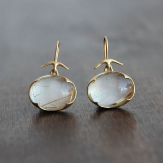 Moonstone Golden Earrings
