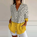 Shawl Collar Long Sleeve Multicolor Block Regular Micro-elasticity Loose Shirt elevenforest