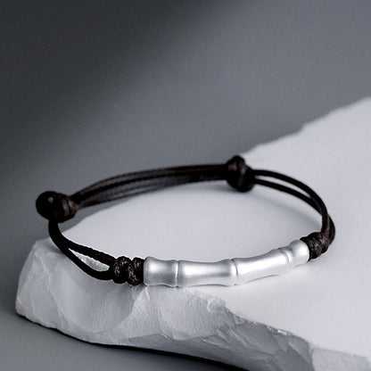999 Sterling Silver Bone Pattern Red String Bracelet for Luck and Protection