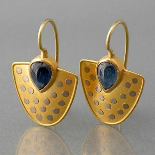 Golden Blue Crystal Earrings
