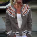 Retro Geometric Knitted Button Down Cozy Sweater elevenforest